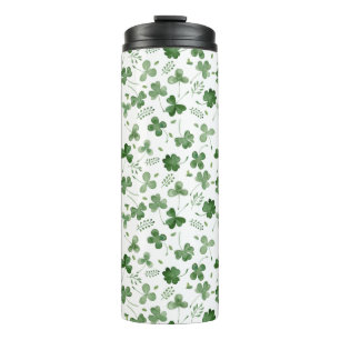 Soft Watercolor Shamrock Pattern Thermal Tumbler