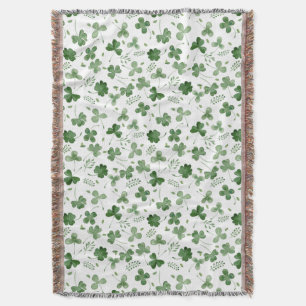 Soft Watercolor Shamrock Pattern Throw Blanket