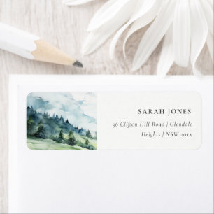Soft Watercolor Snow Mountain Landscape Address