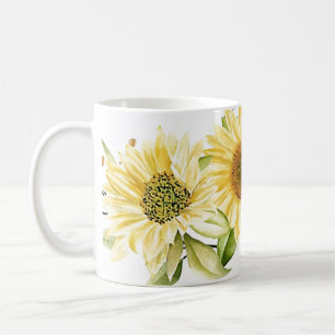 Soft watercolor sunflowers  coffee mug