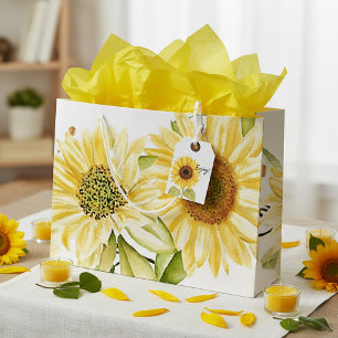 Soft watercolor sunflowers  large gift bag