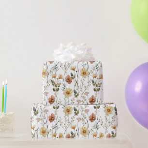 Soft Watercolor Wildflower Botanical Boho Pattern Wrapping Paper