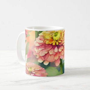 Soft Watercolor Zinnia Floral Coffee Mug