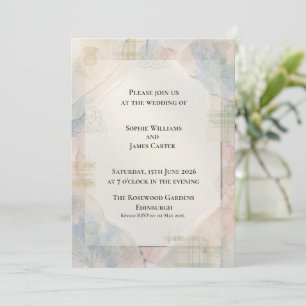 Soft Watercolour Celtic Heritage Scottish Wedding Invitation