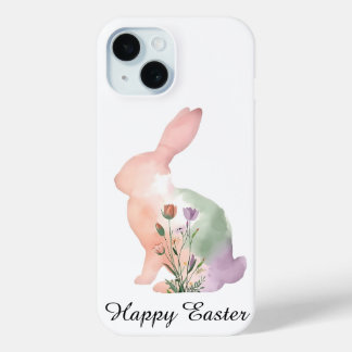 Soft Watercolour Easter Bunny iPhone 15 Case