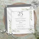 Soft Watercolour Greenery 25th Anniversary Invitation<br><div class="desc">Featuring delicate watercolour country garden greenery,  this chic anniversary invitation can be personalised with your special 25 years anniversary celebration information,  with a silver background on the reverse. Designed by Thisisnotme©</div>