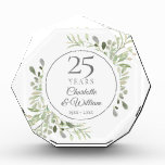 Soft Watercolour Leaves 25th Anniversary Photo Block<br><div class="desc">Featuring delicate soft watercolour leaves,  this chic botanical 25th wedding anniversary design can be personalised with your special anniversary information in elegant silver text. Designed by Thisisnotme©</div>