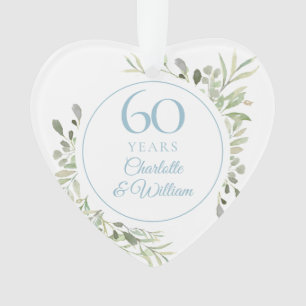 Soft Watercolour Leaves 60th Anniversary Ornament