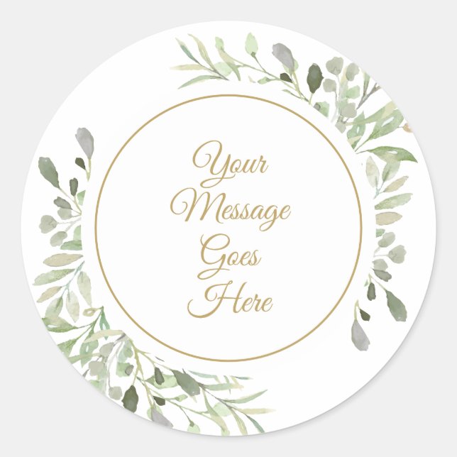 Soft Watercolour Leaves Classic Round Sticker (Front)