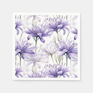 Soft Watercolour Purple Floral Patterned Napkin