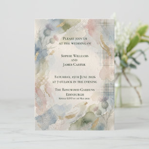 Soft Watercolour Scottish Thistle Wedding Invitati Invitation