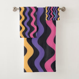 Soft waves colourful festive bath towel set