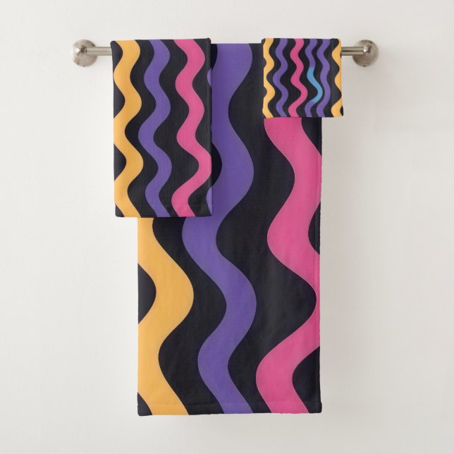 Soft waves colourful festive bath towel set (Insitu)
