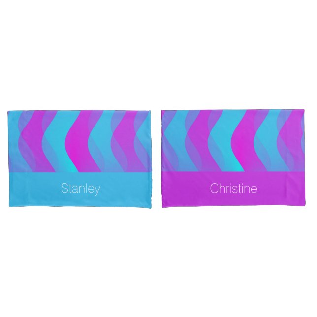 Soft Waves pattern - pink cyan + your ideas Pillowcase (Front-Set)