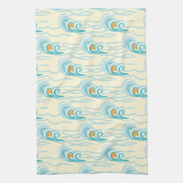 Soft Waves Pattern Tea Towel (Vertical)