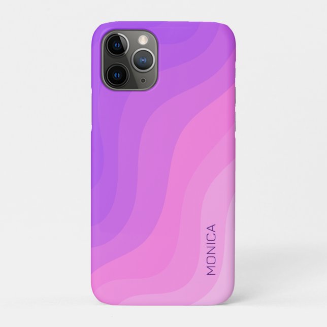 Soft waves pink purple girly name minimal Case-Mate iPhone case (Back)