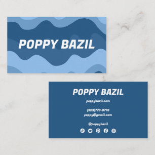 Soft Wavy Stripes Minimalist Bold Blue Retro  Business Card