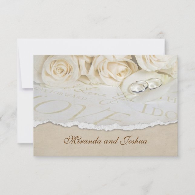 Soft Wedding Roses RSVP Card (Front)