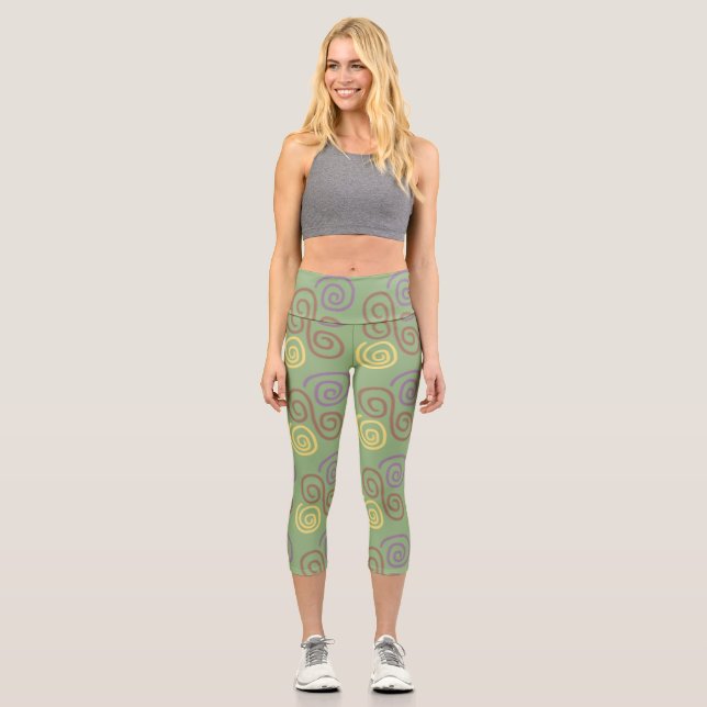 Soft Whirl Mosaic Capri Leggings (Front)