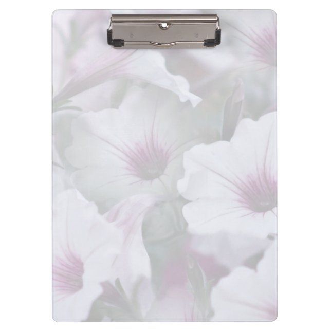 Soft White And Pink Petunias Clipboard (Front)