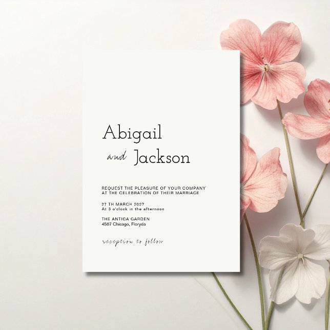 Soft White & Black Minimalist Clean Modern Wedding Invitation (Creator Uploaded)