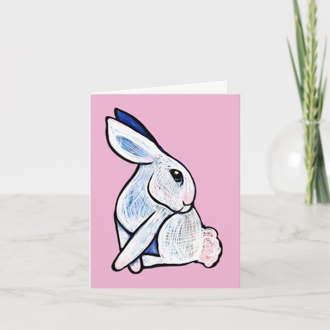 Soft White Bunny Rabbit Illustration               Thank You Card (Front)
