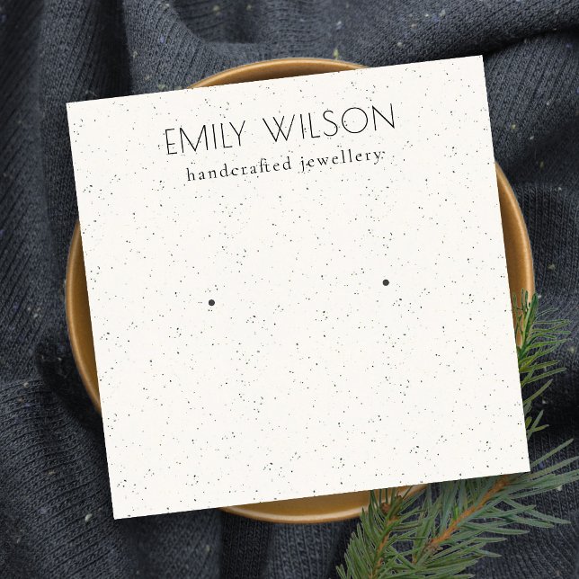 Soft White Ceramic Texture Stud Earring Display Square Business Card (Creator Uploaded)