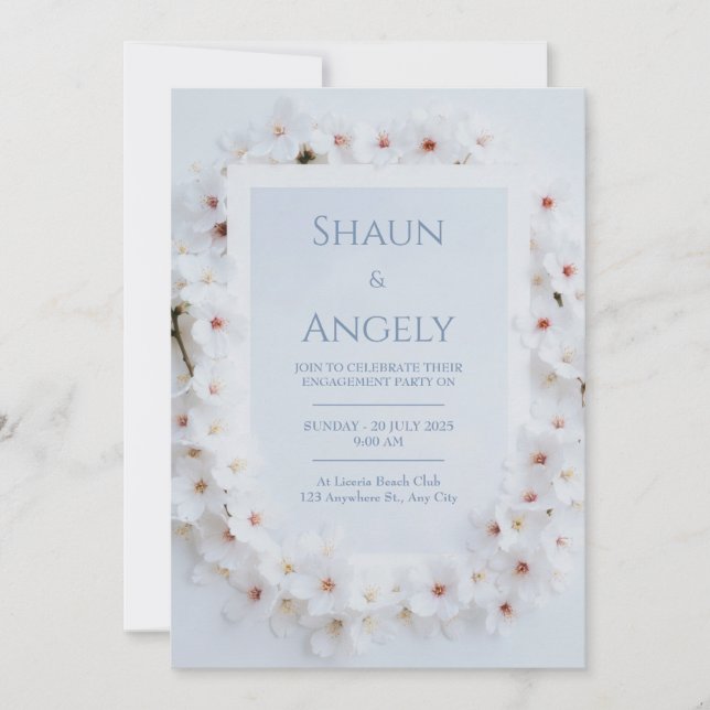 Soft White Cherry Blossom Frame Wedding Invitation (Front)