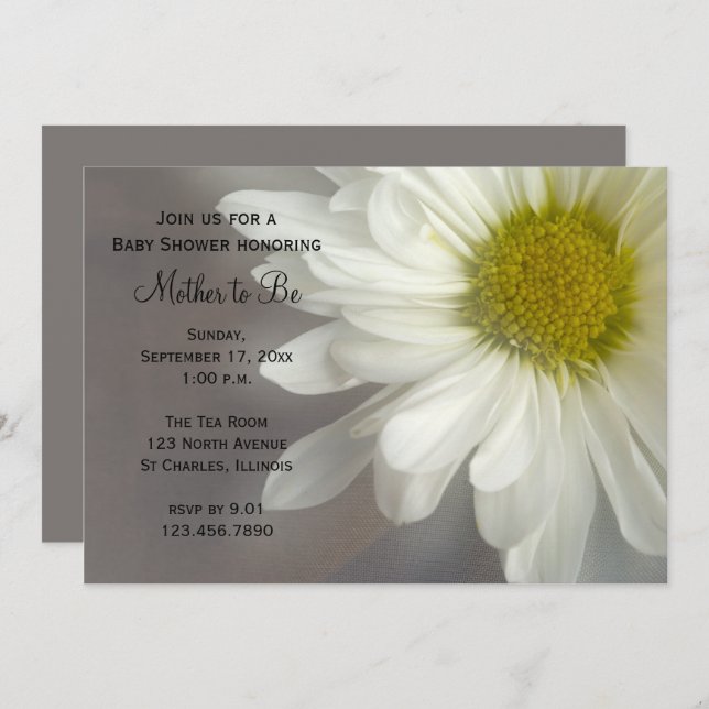Soft White Daisy Baby Shower Invitation (Front/Back)