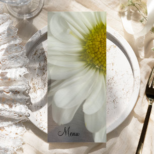 Soft White Daisy on Grey Wedding Menu