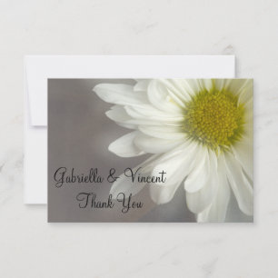 Soft White Daisy on Grey Wedding Thank You Notes