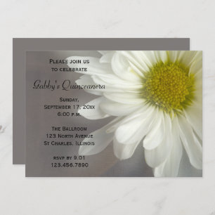 Soft White Daisy Quinceanera Invitation