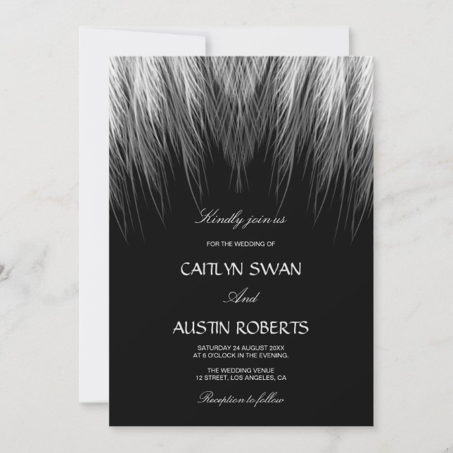 Soft, white feathers invitation (Front)