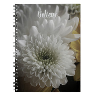 Soft White Floral Photo Spiral Notebook