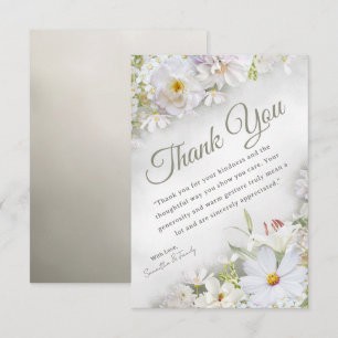 Soft White Floral Thank You Card