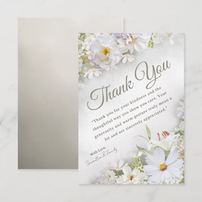 Soft White Floral Thank You Card (Front/Back)