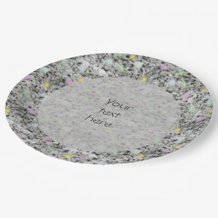 Soft White Granite Pastel Dots any Text Paper Plate