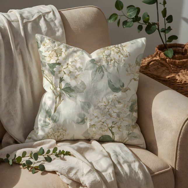 Soft White Hydrangea Floral Pattern Cushion (Creator Uploaded)