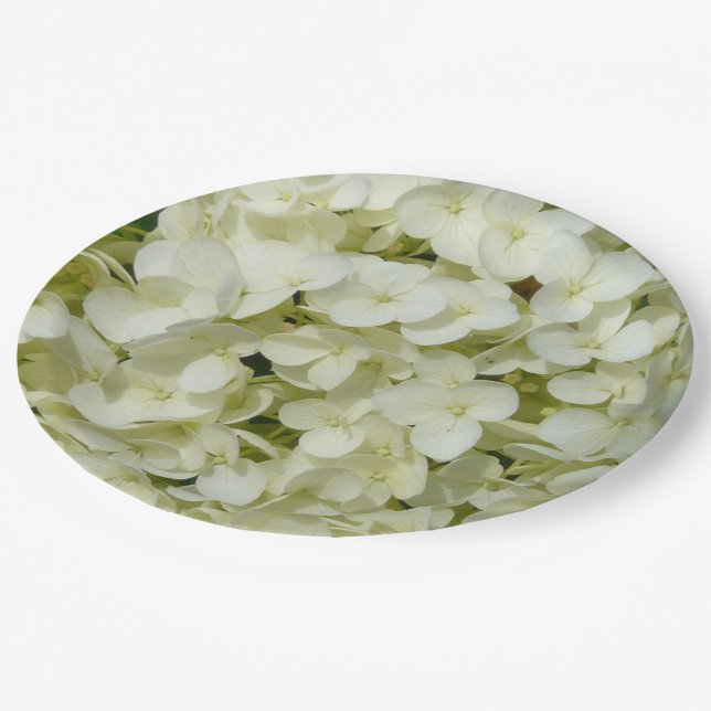 Soft White Hydrangea Paper Plate (Angled)