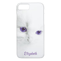 Soft White Kitten with Purple Eyes Personalised