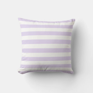 Soft White & Lilac Purple Lines Pattern Cushion