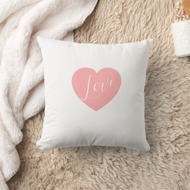 Soft White "Love" Heart Accent Pillow – Romantic H (Blanket)