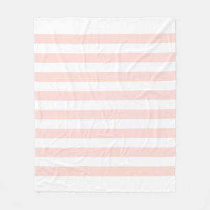 Soft White & Pastel Pink Lines Pattern Fleece Blanket