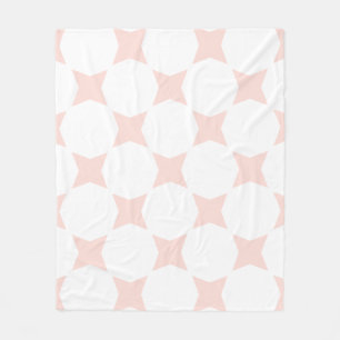 Soft White & Pastel Pink Star Pattern Design Fleece Blanket