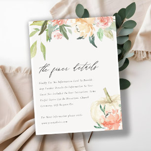 Soft White Pumpkin Blush Floral Wedding Details Enclosure Card