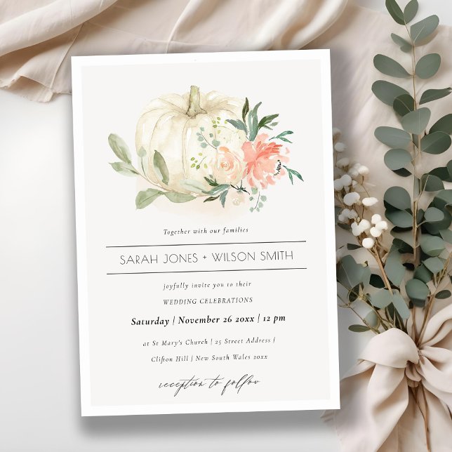 Soft White Pumpkin Blush Floral Wedding Invite (Creator Uploaded)