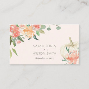 Soft White Pumpkin Blush Floral Wedding Place Card