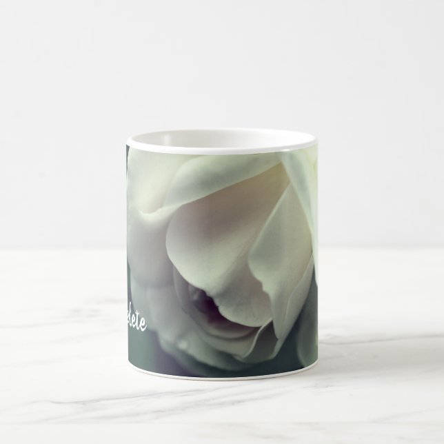 Soft White Rose Personalised Coffee Mug (Center)