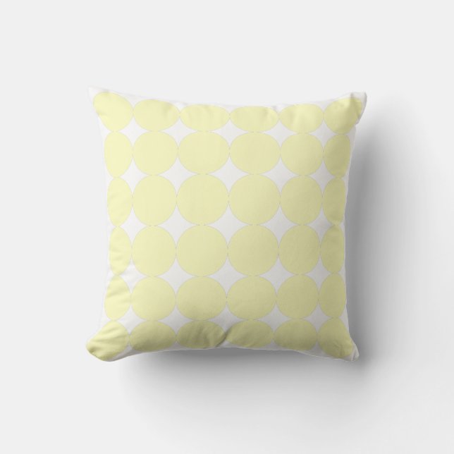 Soft White & Yellow Pastel Circle Pattern Cushion (Front)