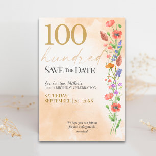 Soft Wildflower 100th Birthday Celebration Save The Date